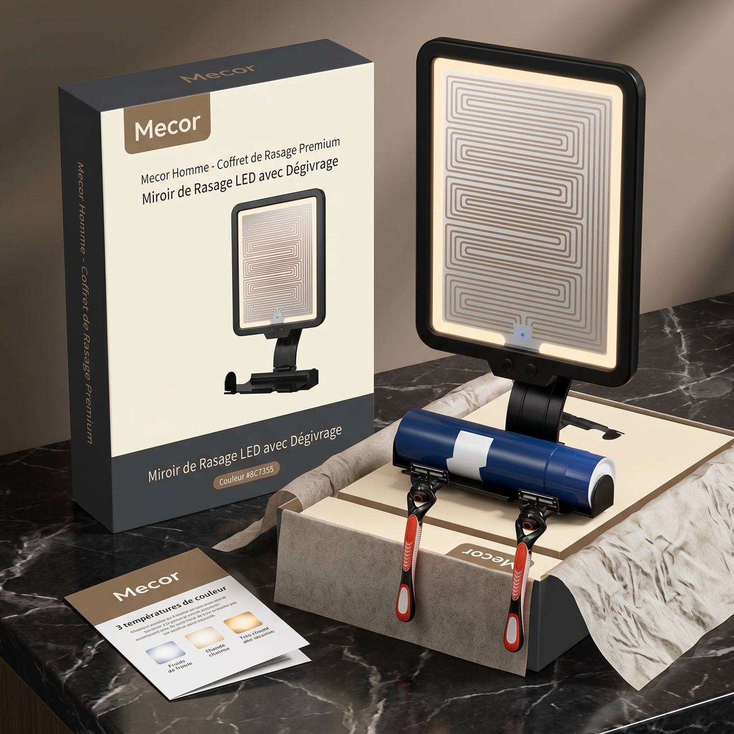 Clarène – Miroir LED Anti-Buée Mural pour Douche et Rasage