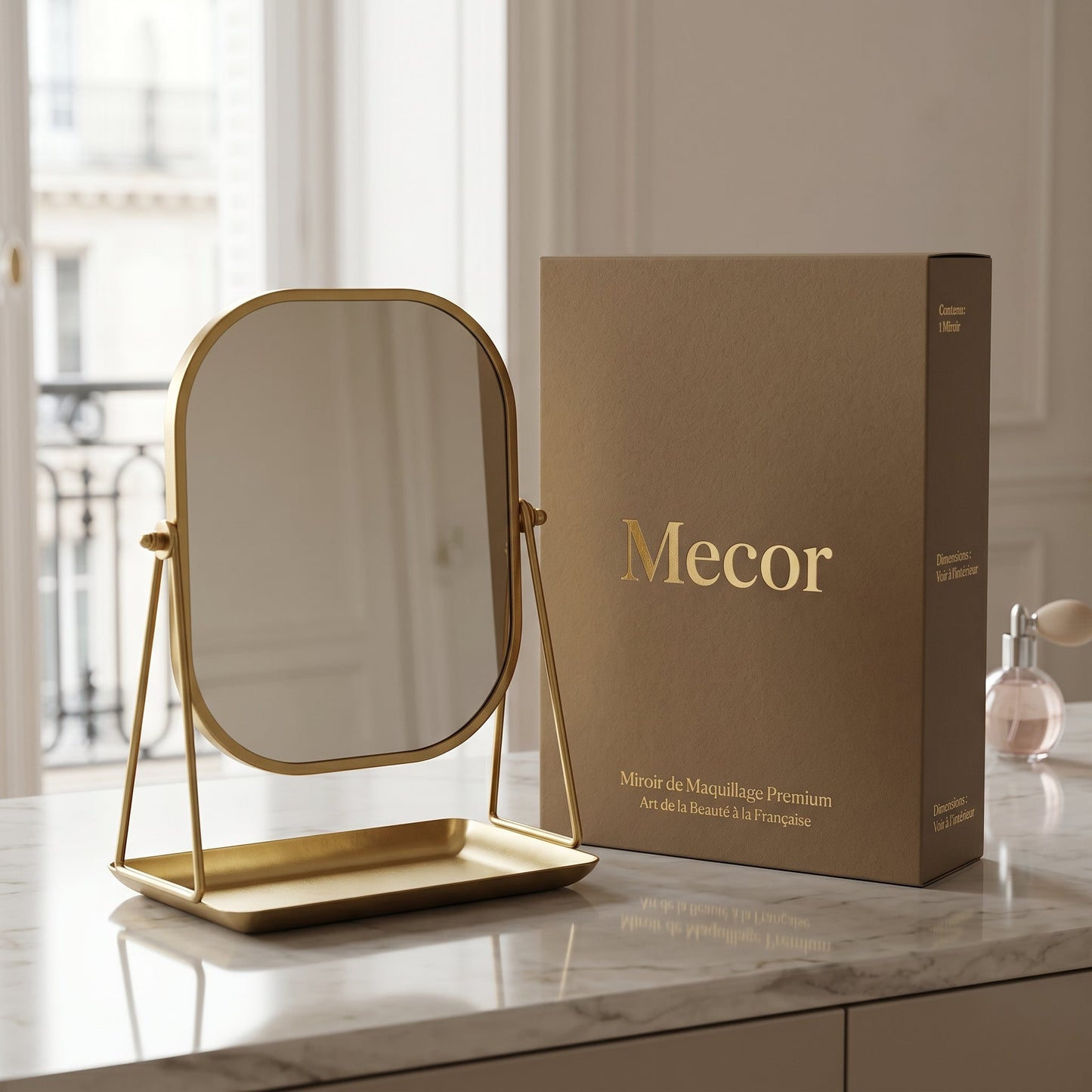 Miralune – Miroir Coiffeuse Doré Rétro