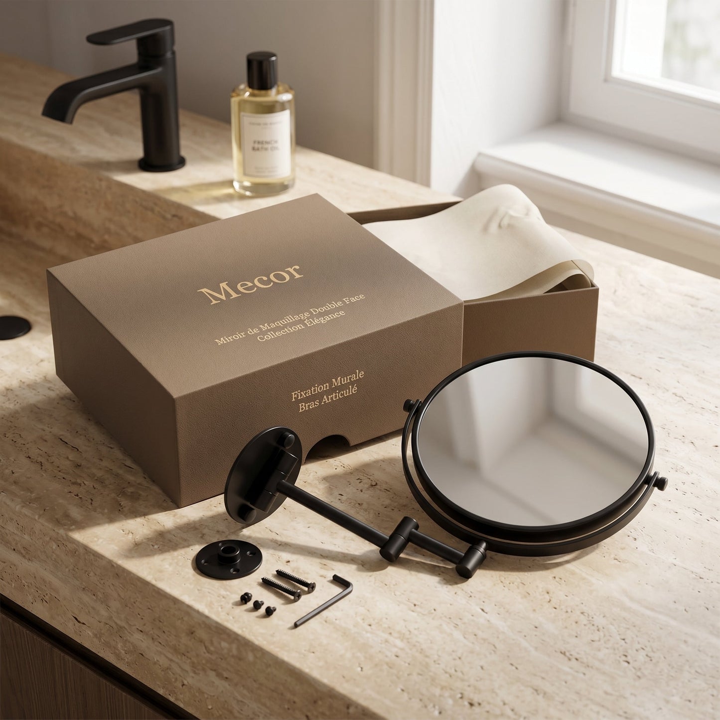 Miravèle – Miroir Maquillage Mural Double Face Grossissant