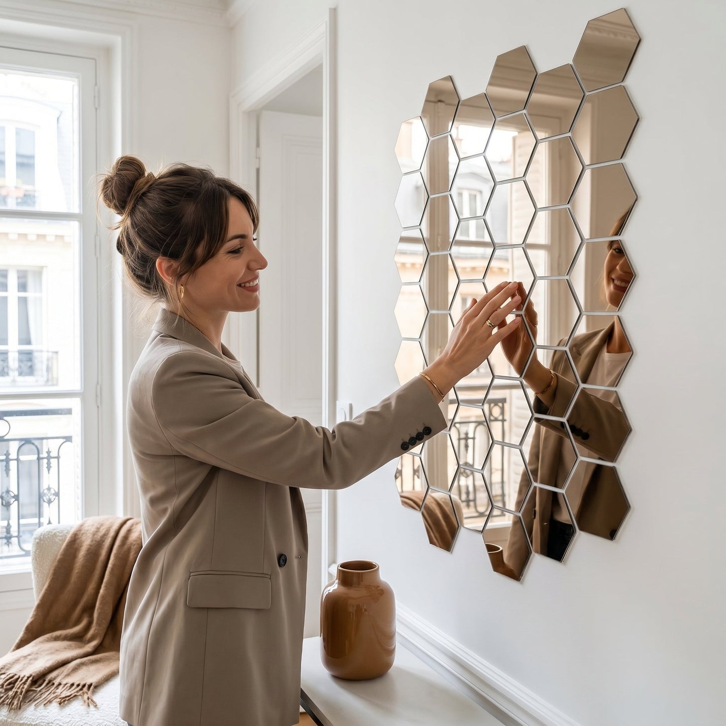 Hexovire – Stickers Miroir Mural Hexagonal 3D