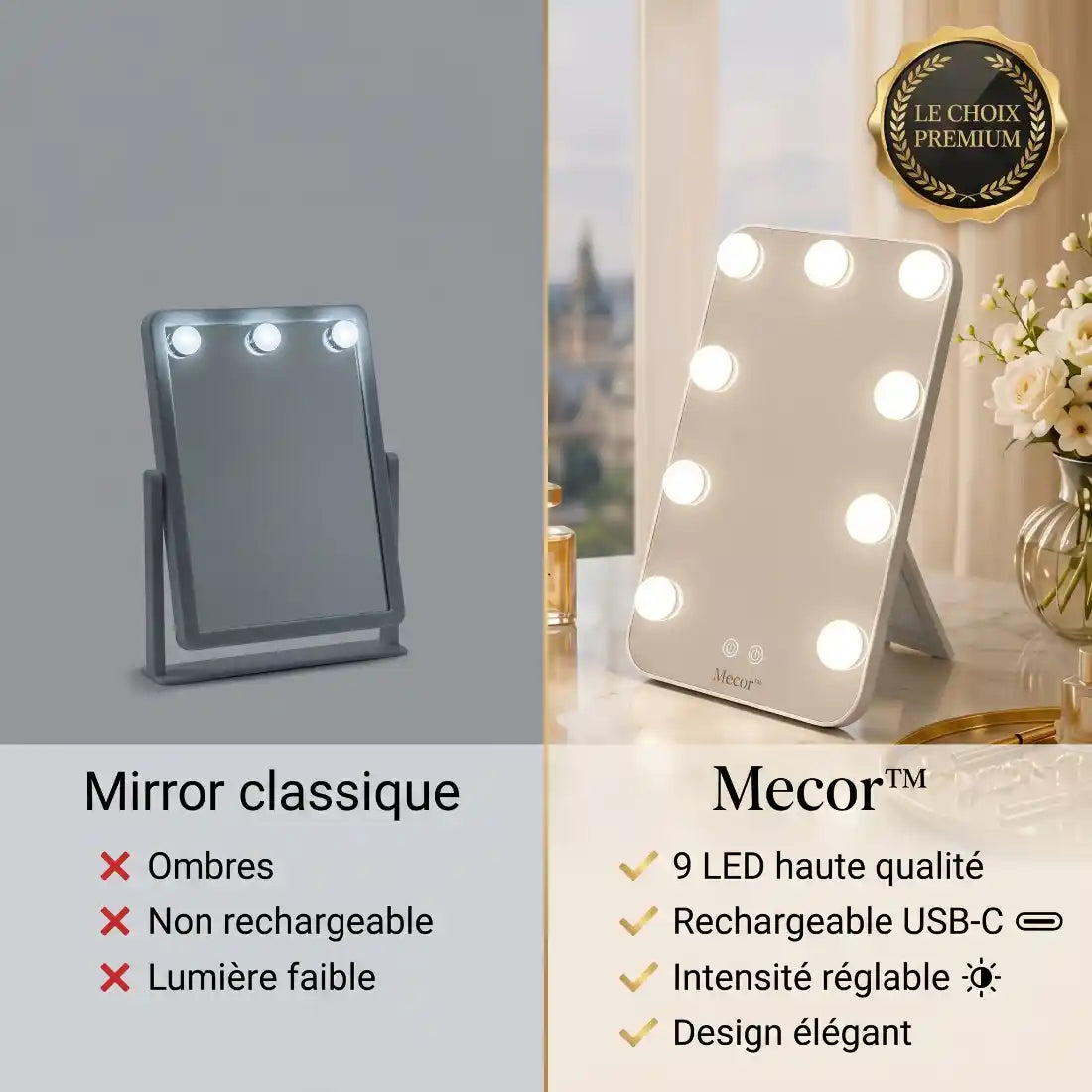 Lumelle – Miroir Coiffeuse Lumineux LED