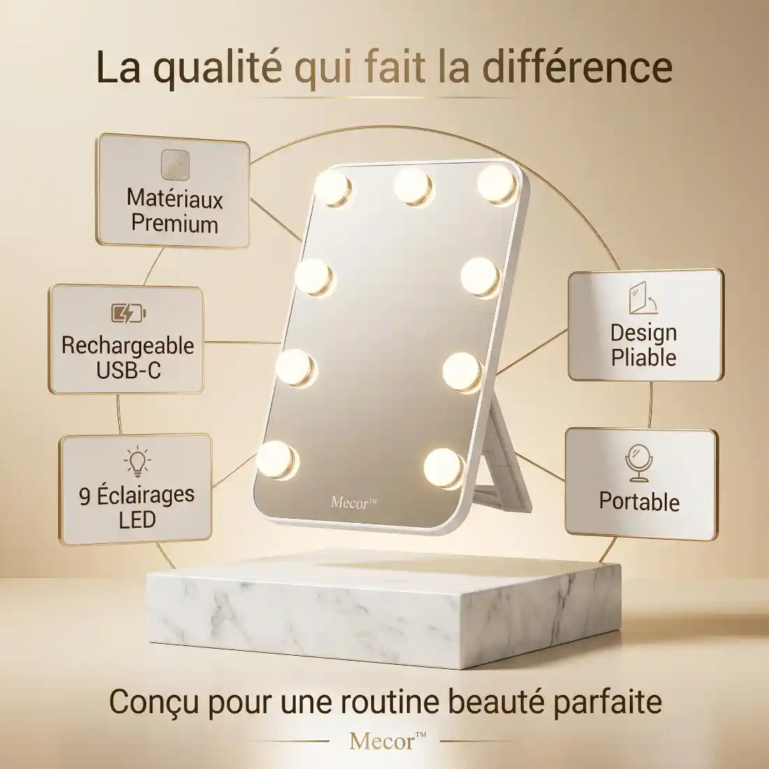 Lumelle – Miroir Coiffeuse Lumineux LED