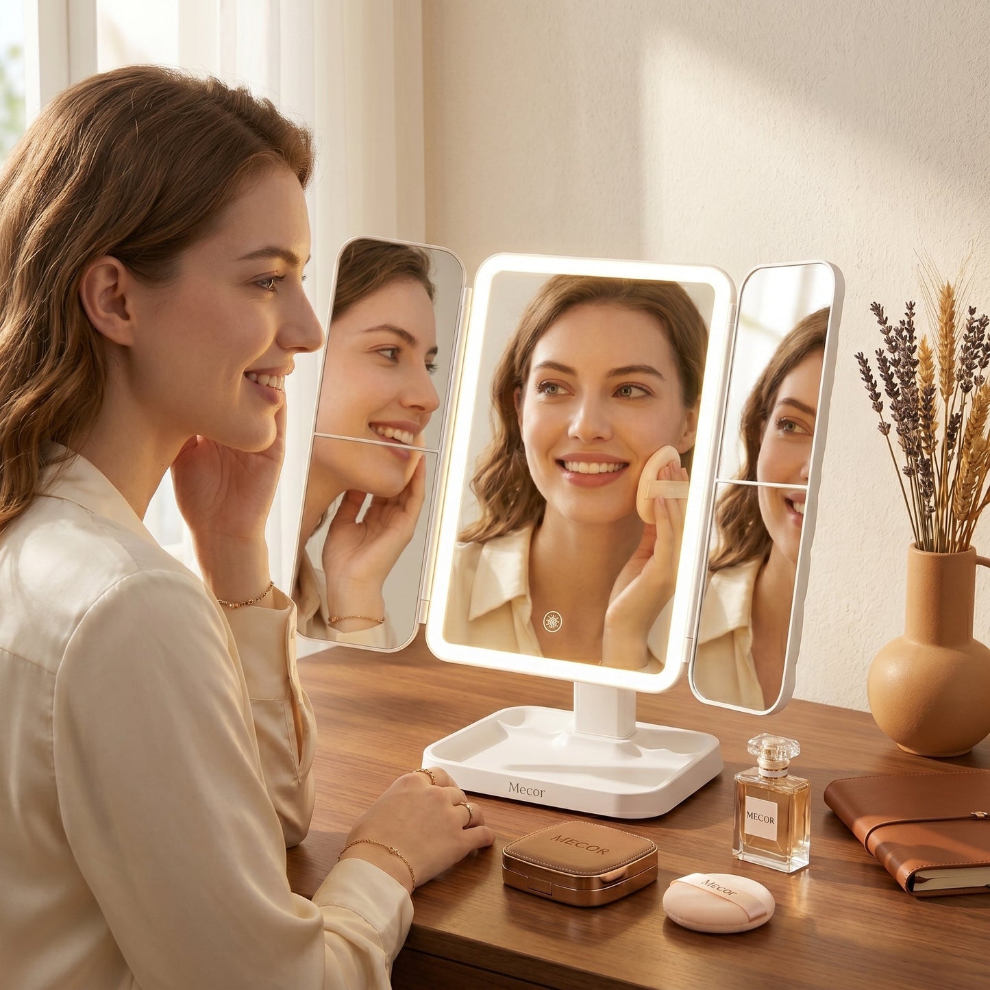 Lumirève – Miroir Coiffeuse LED Triptyque