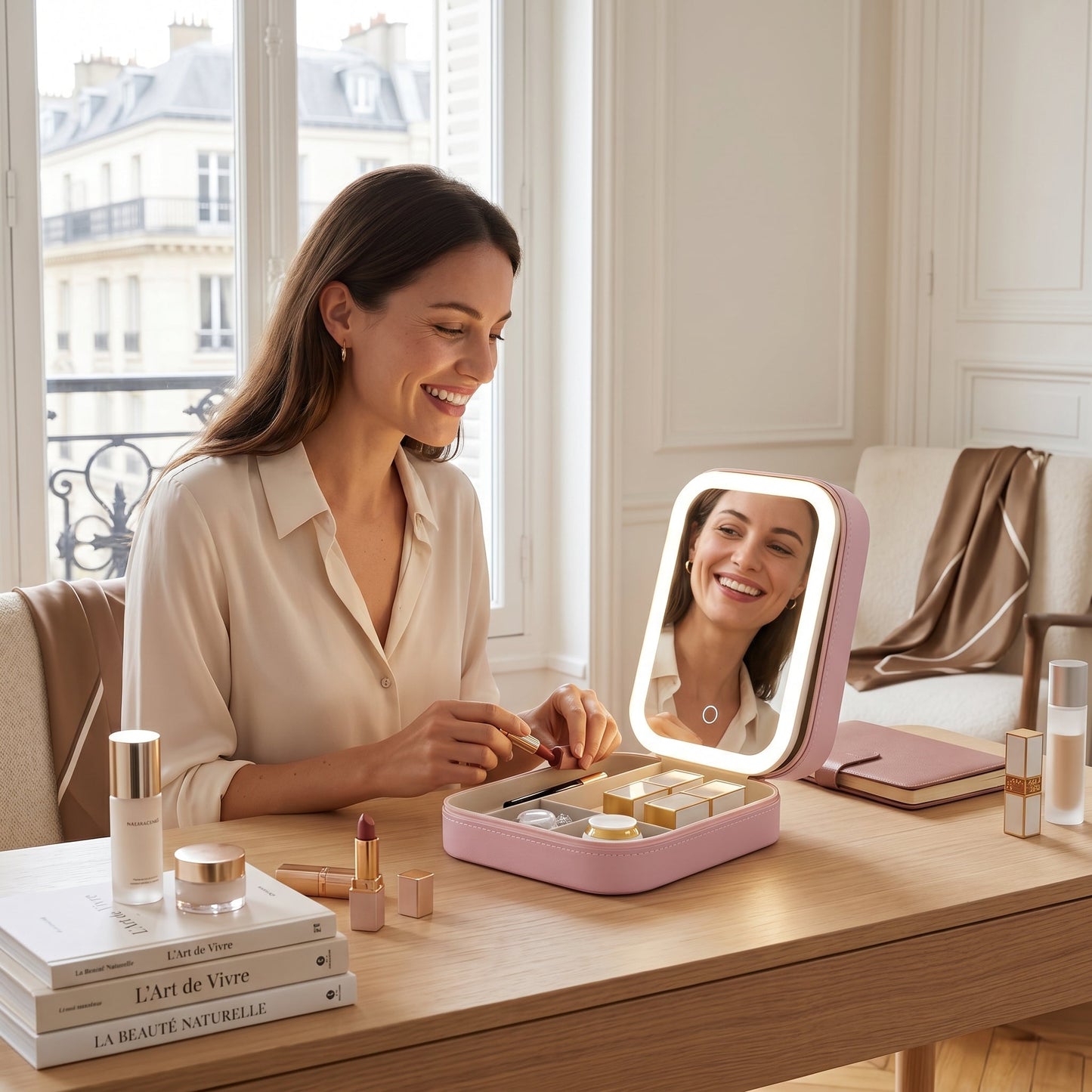 Lumirine – Miroir de Coiffeuse LED Lumineux avec Rangement