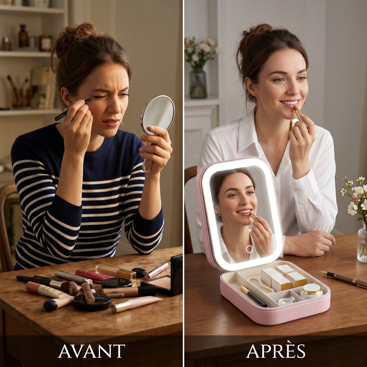 Lumirine – Miroir de Coiffeuse LED Lumineux avec Rangement
