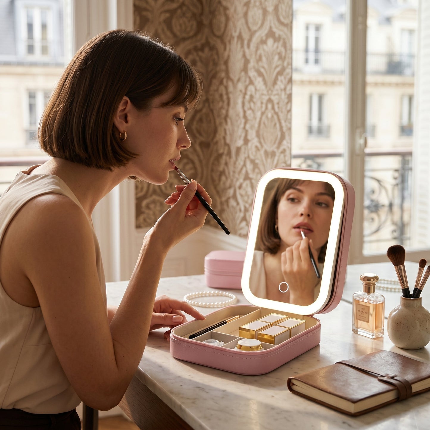 Lumirine – Miroir de Coiffeuse LED Lumineux avec Rangement