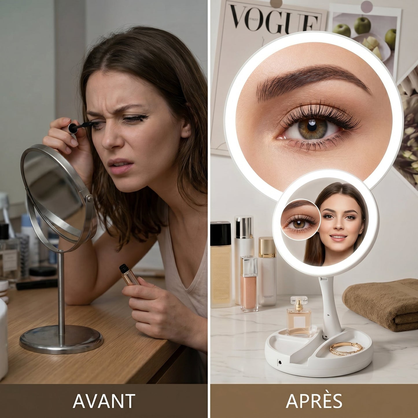 Lumiréva – Miroir de Coiffeuse LED Grossissant