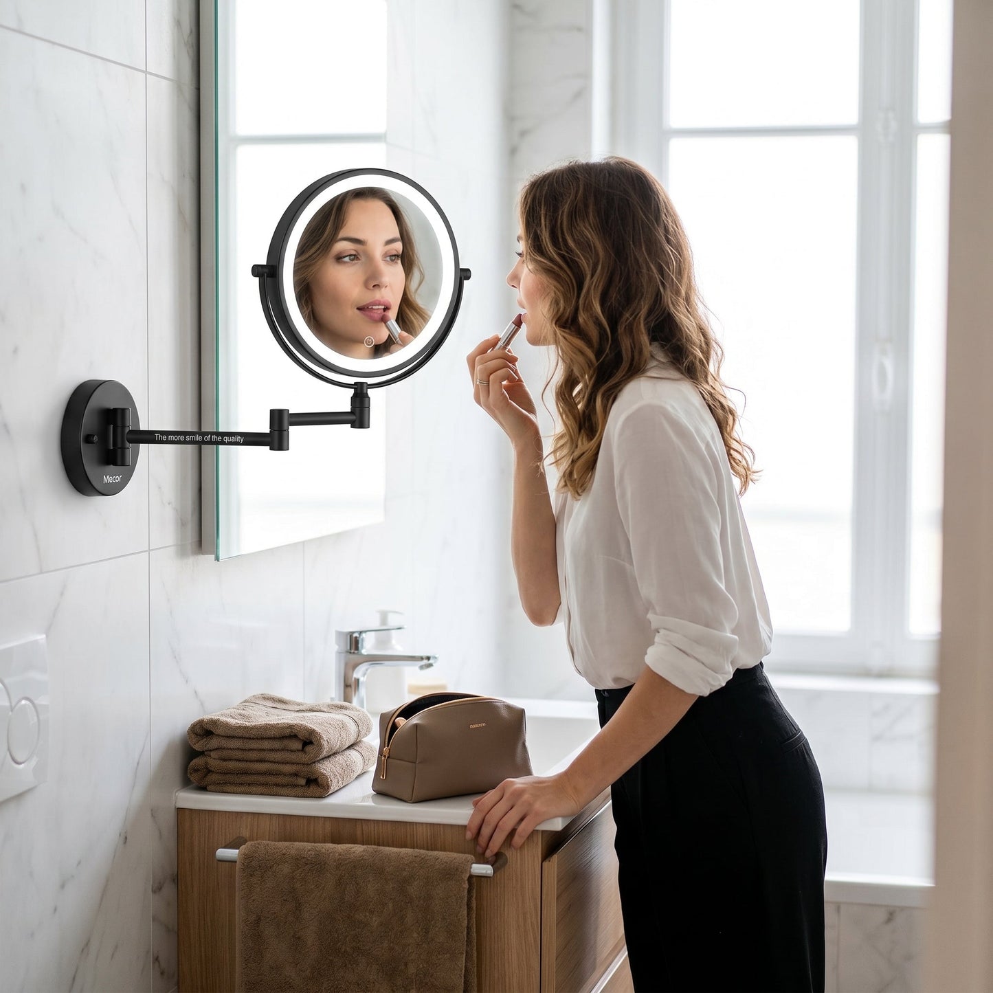 Lumivara – Miroir de Maquillage LED Mural