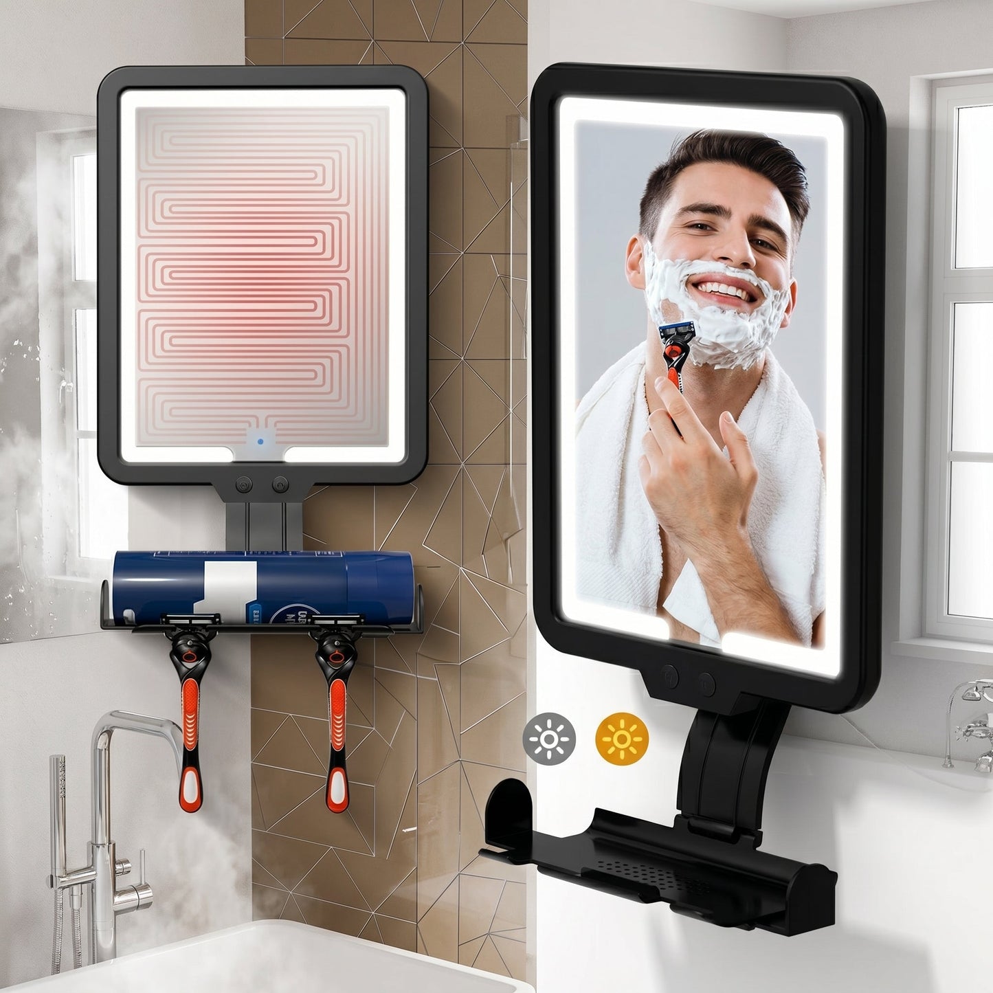 Clarène – Miroir LED Anti-Buée Mural pour Douche et Rasage