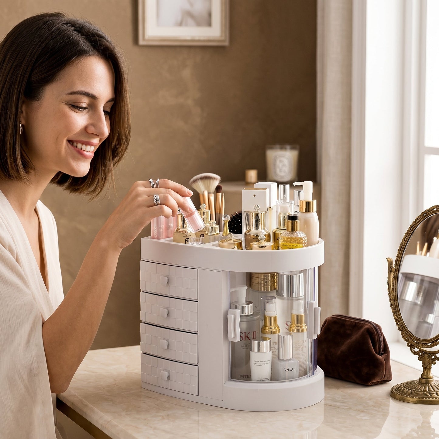 Velorie – Organisateur Maquillage Boîte de Rangement Cosmétiques