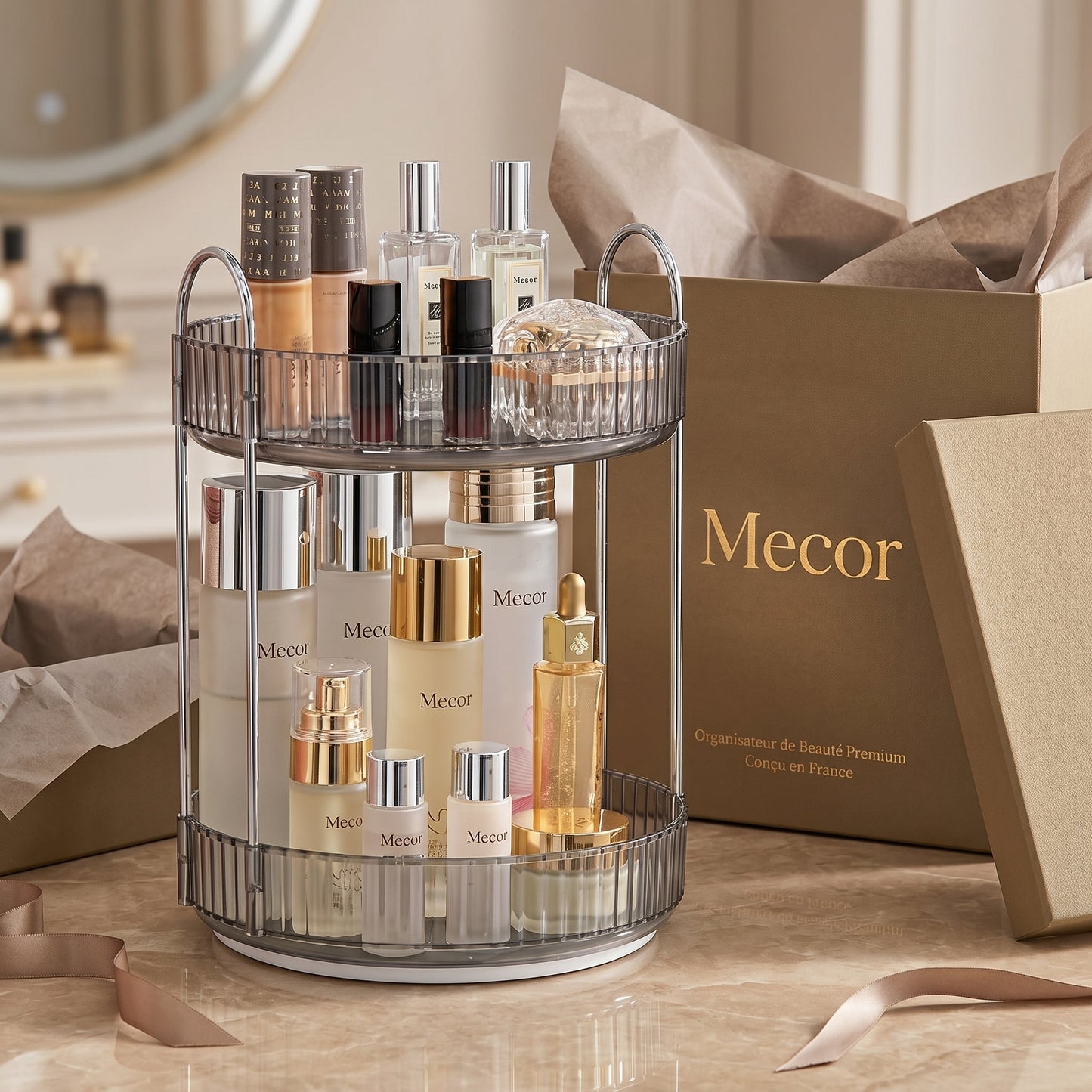 Veluria – Organisateur Maquillage Vanité 2 Niveaux