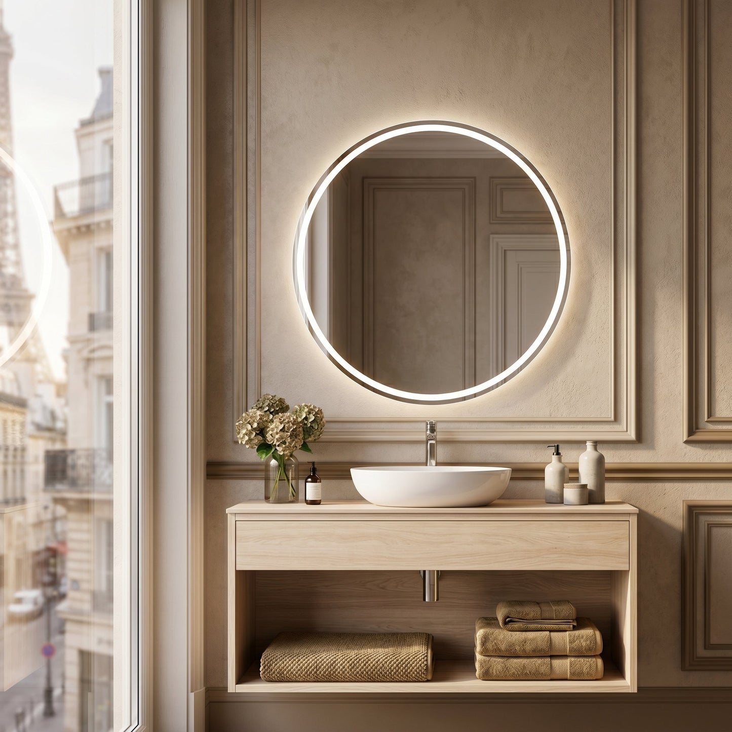 Lumivara – Miroir LED Rond Salle de Bain