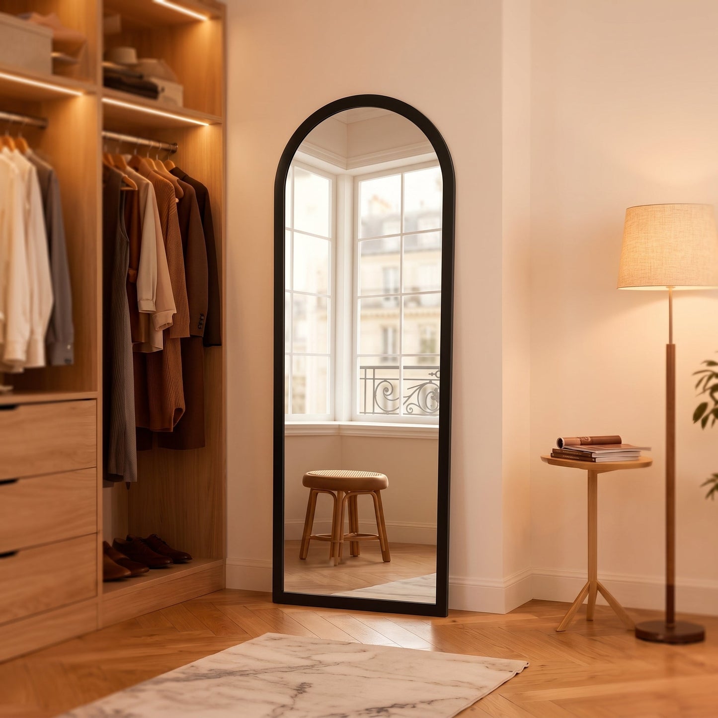Arcelyne – Miroir Pleine Longueur Arche en Bois Massif