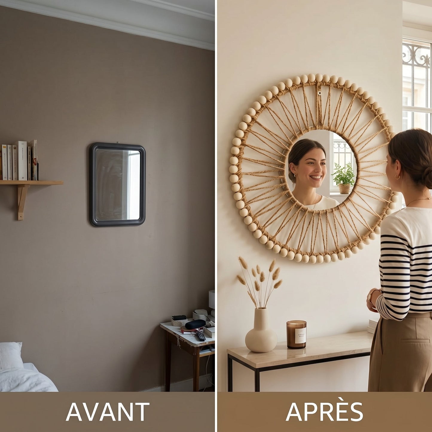Valéa – Miroir Mural Décoratif Tressé