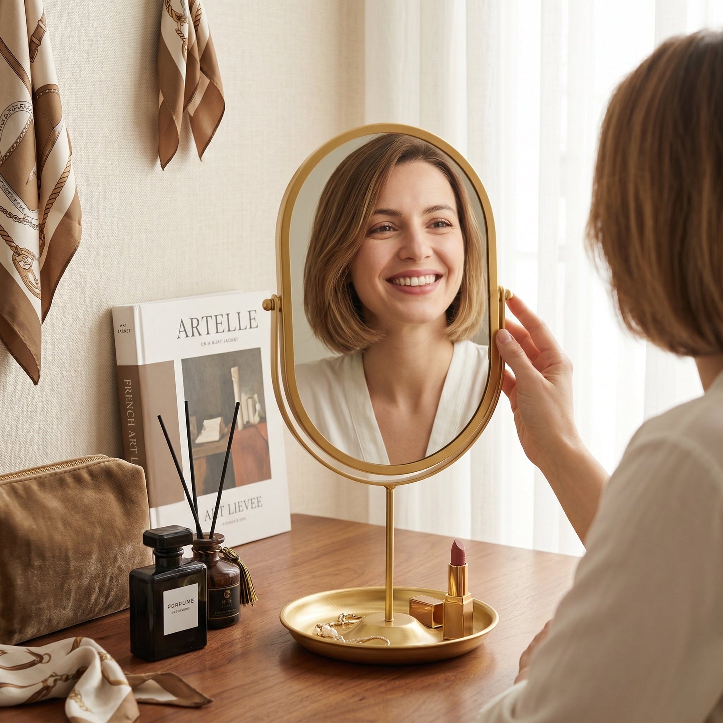 Aurorève – Miroir Coiffeuse Ovale Rotatif