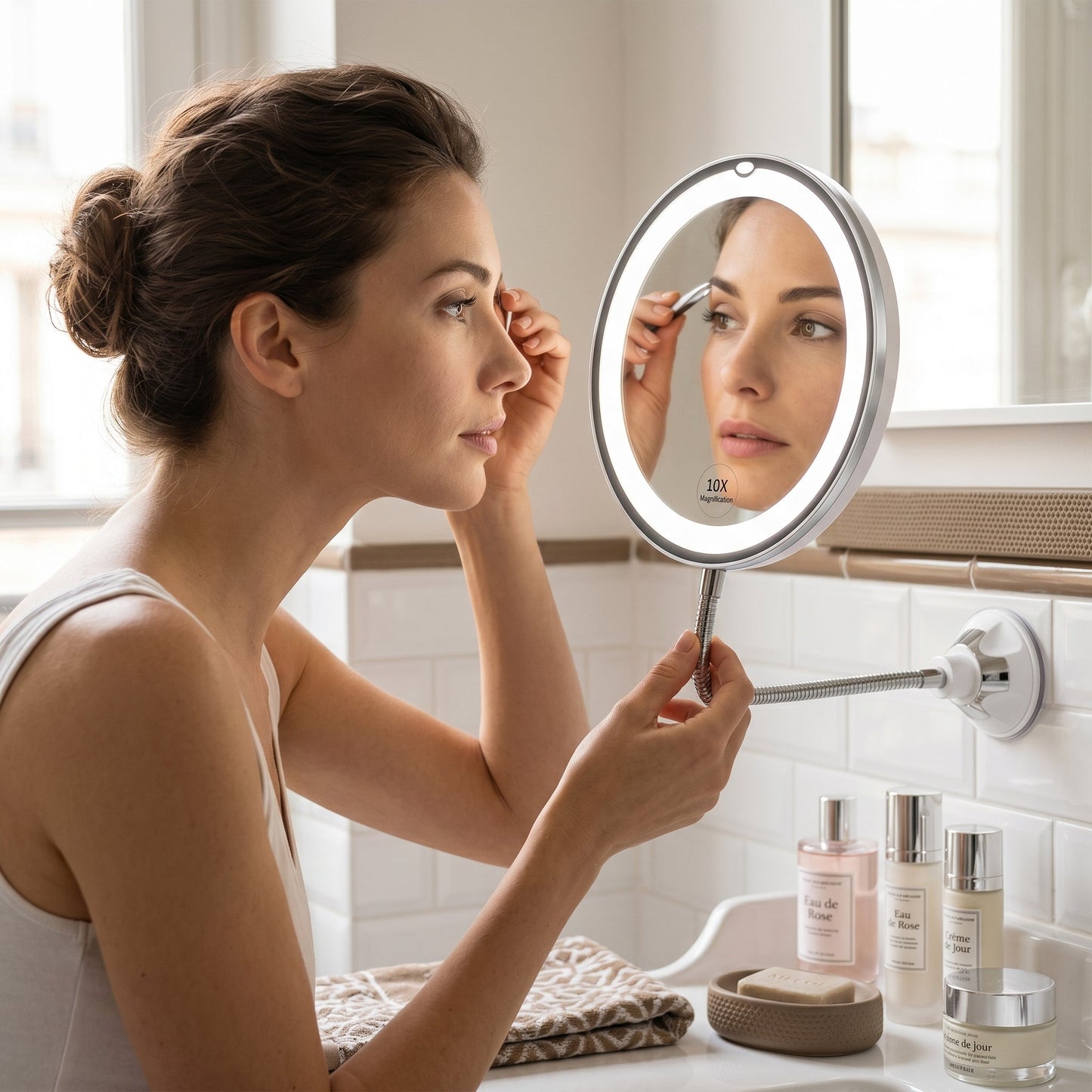 Clarévo – Miroir Grossissant LED à Ventouse