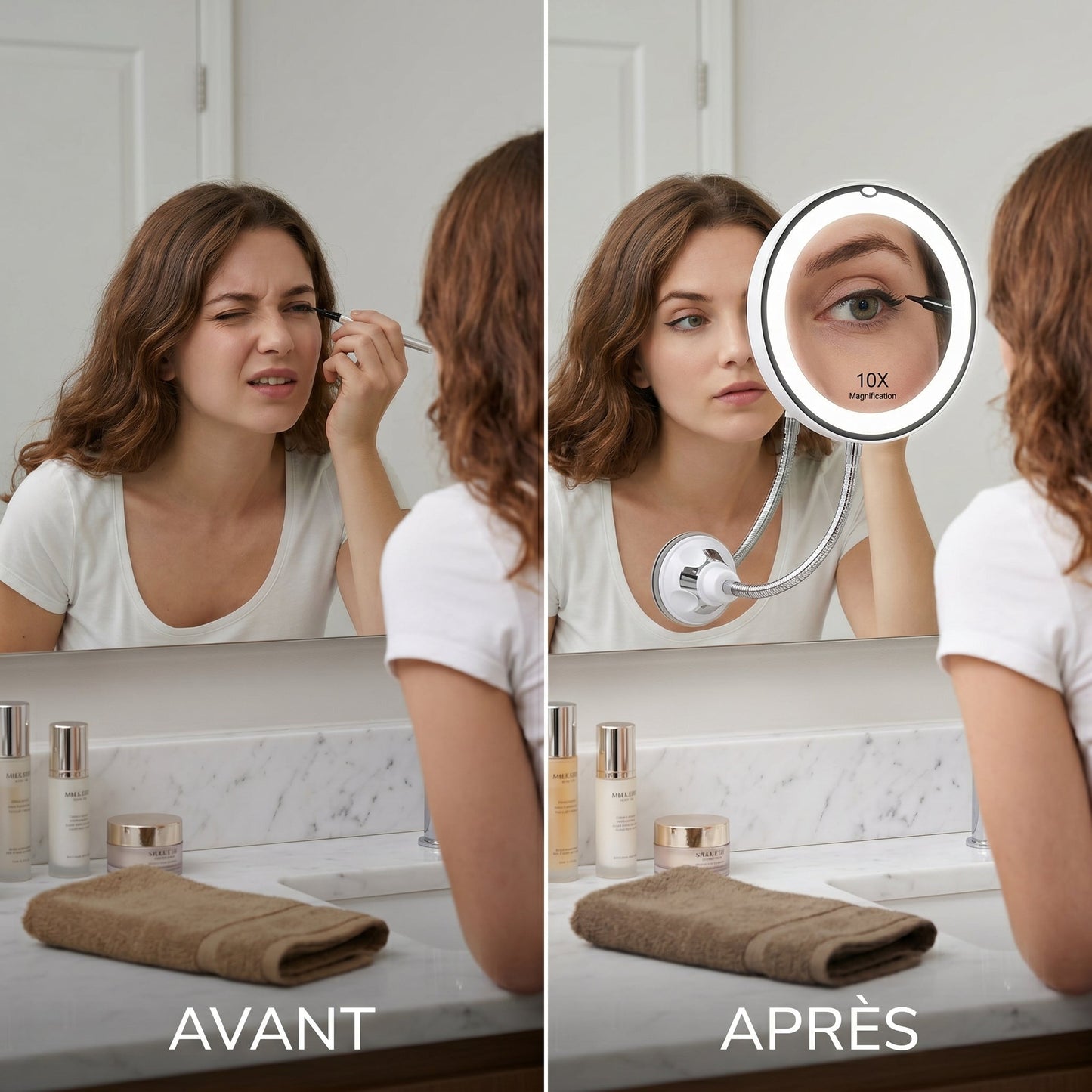 Clarévo – Miroir Grossissant LED à Ventouse