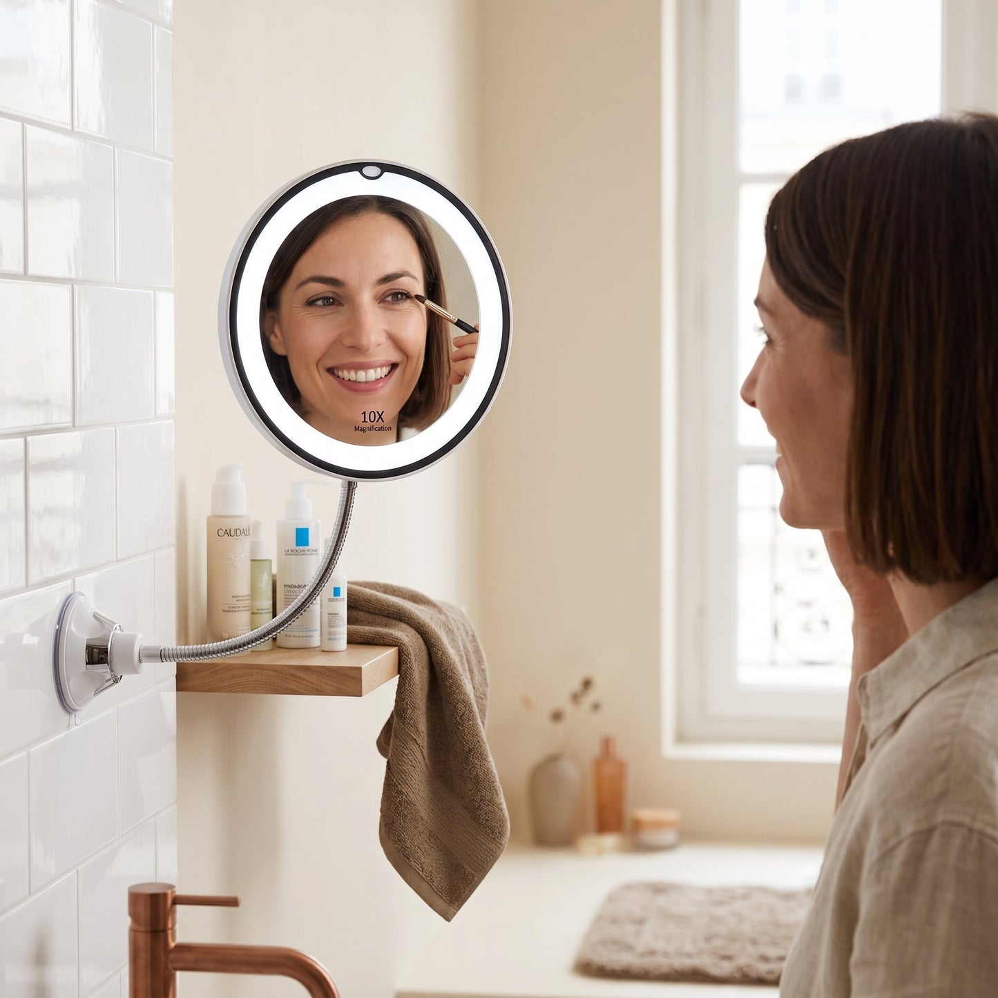 Clarévo – Miroir Grossissant LED à Ventouse