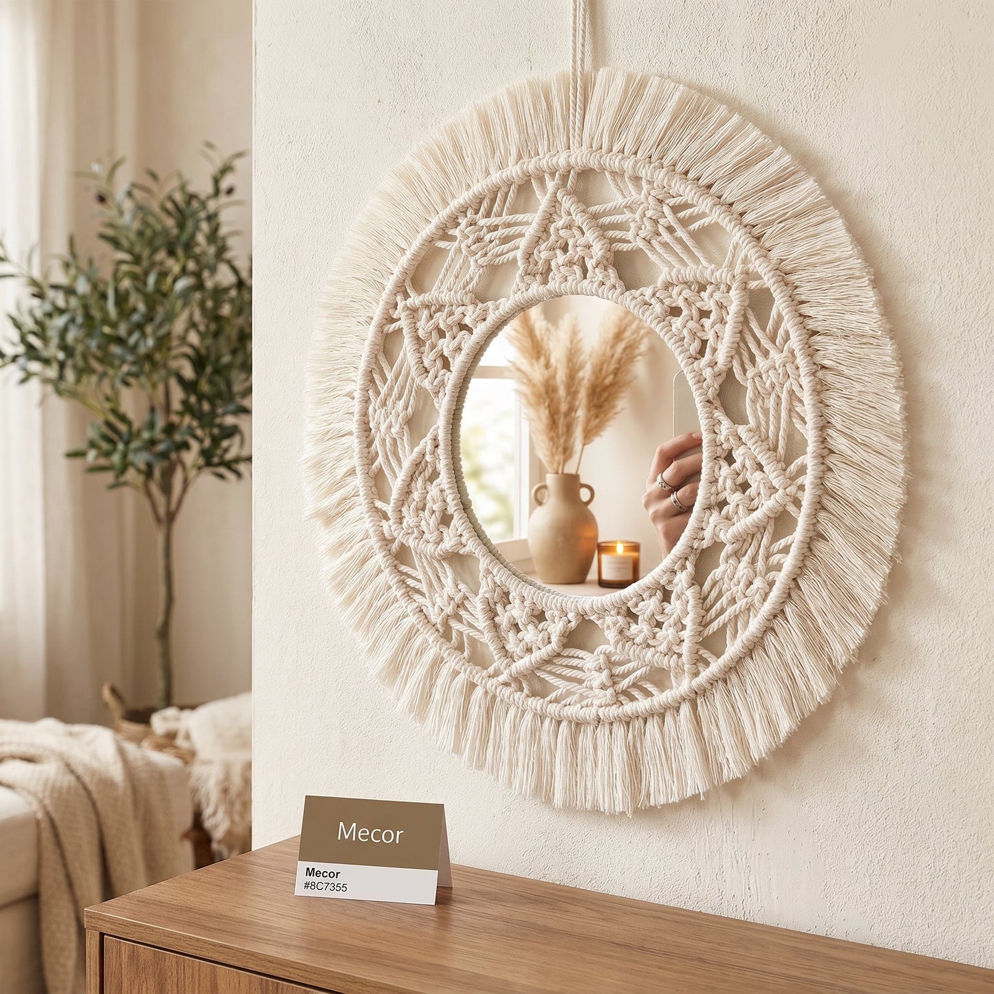 Bohriva – Miroir Mural Macramé Bohème