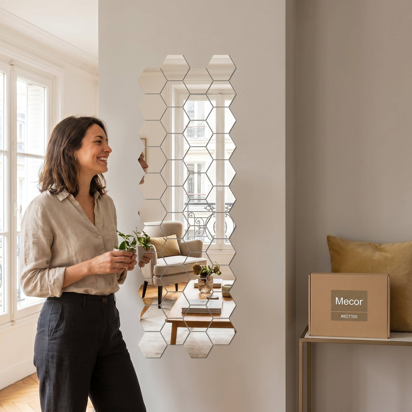 Hexovire – Stickers Miroir Mural Hexagonal 3D
