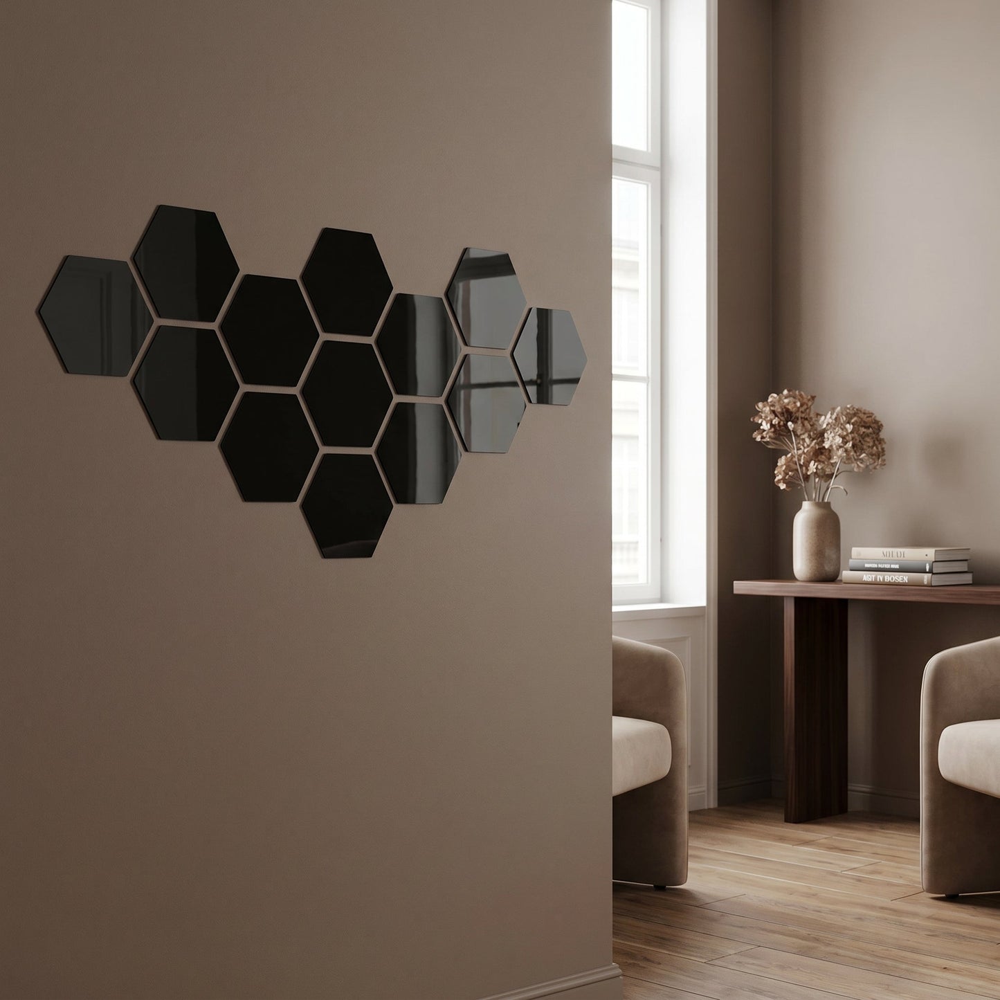 Hexovire – Stickers Miroir Mural Hexagonal 3D