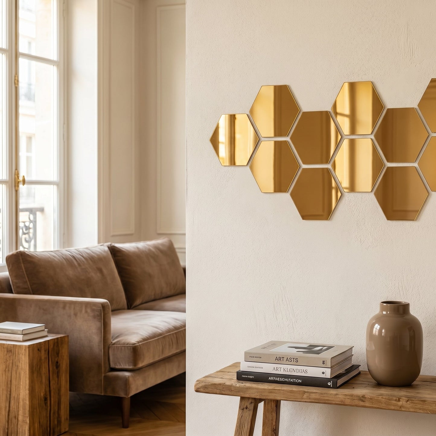 Hexovire – Stickers Miroir Mural Hexagonal 3D