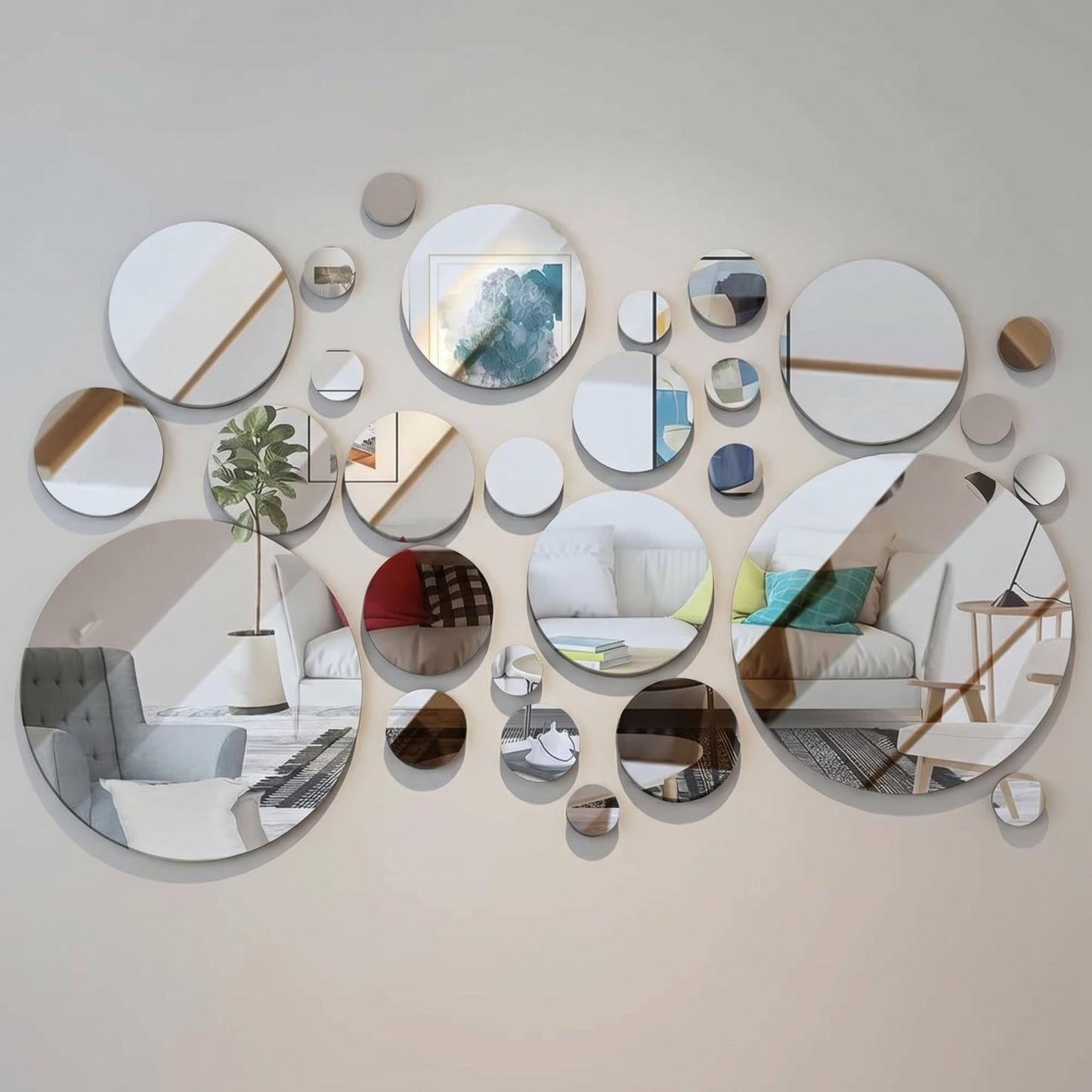 Reflexio – Miroir Mural Adhésif Rond Acrylique 32 Pièces