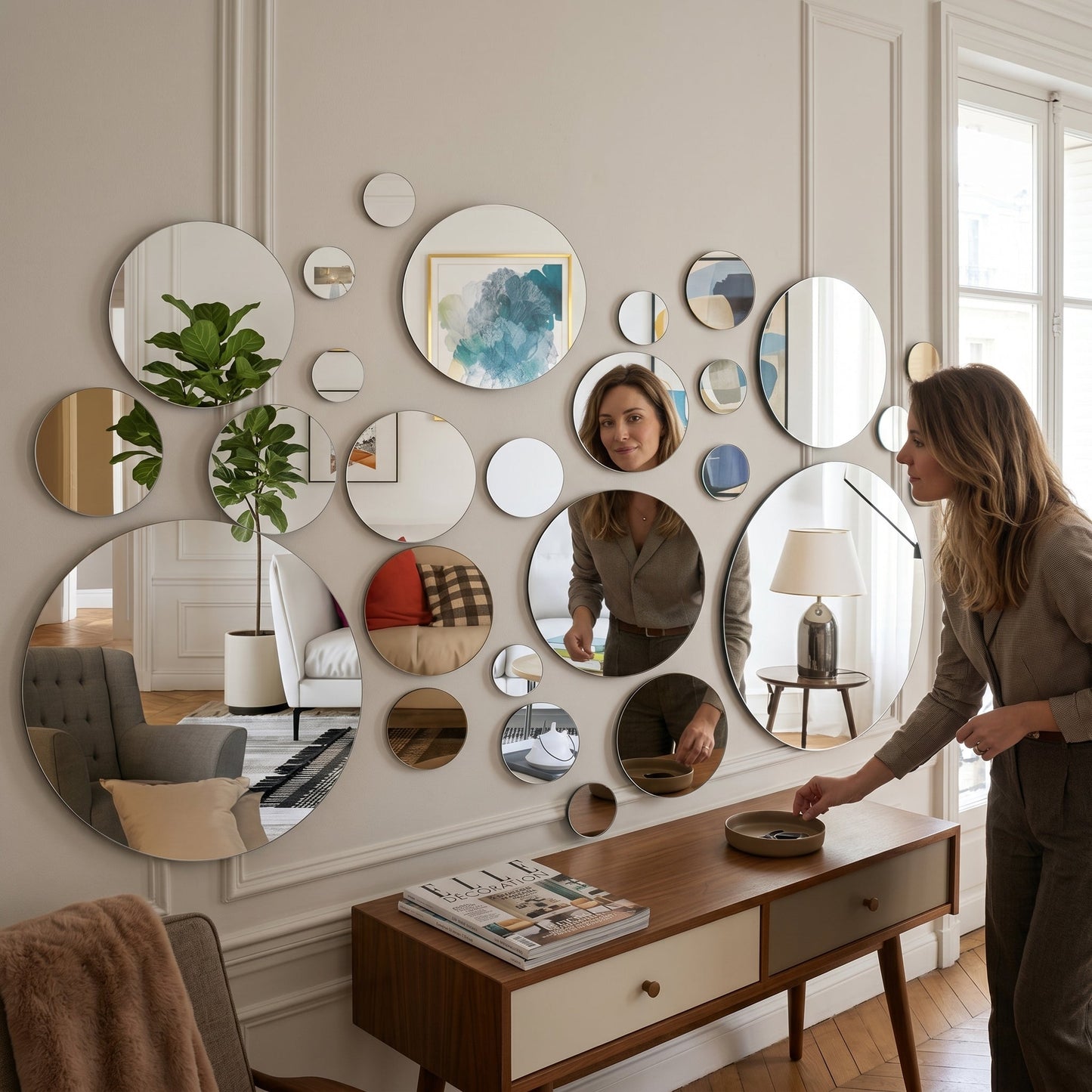 Reflexio – Miroir Mural Adhésif Rond Acrylique 32 Pièces