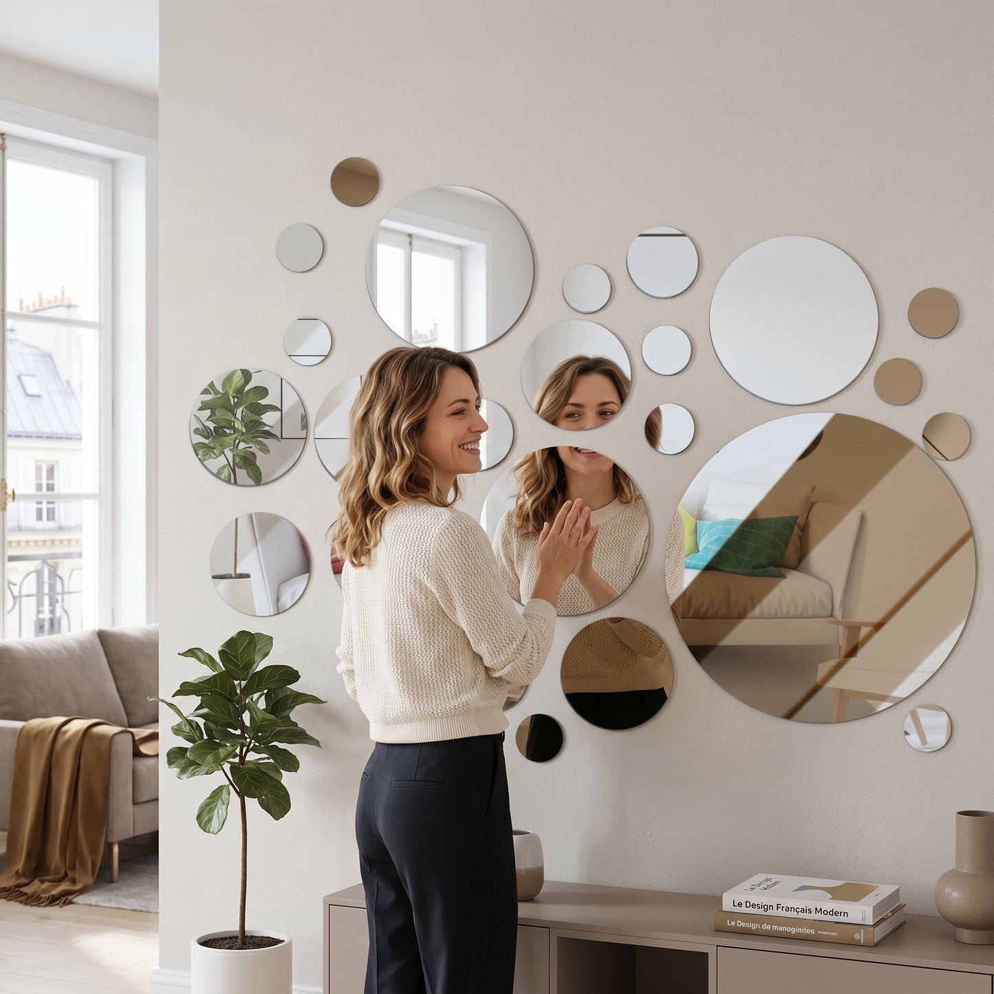 Reflexio – Miroir Mural Adhésif Rond Acrylique 32 Pièces