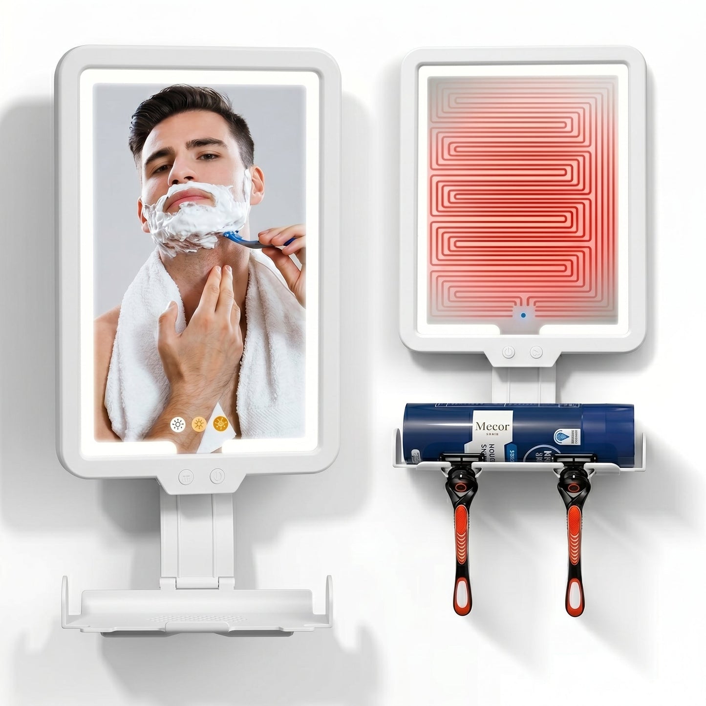 Clarène – Miroir LED Anti-Buée Mural pour Douche et Rasage
