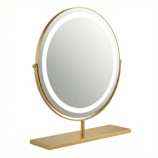 Miroir de Table LED Doré Élégant