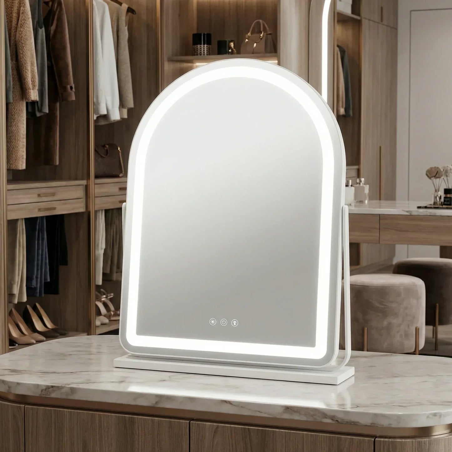 ArcLume - Miroir Arqué LED pour Studio Professionnel