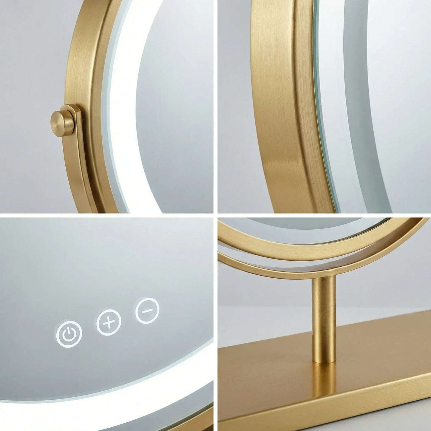 Miroir de Table LED Doré Élégant