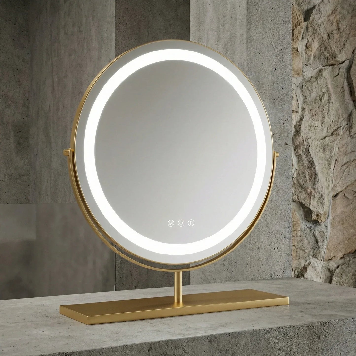 Miroir de Table LED Doré Élégant