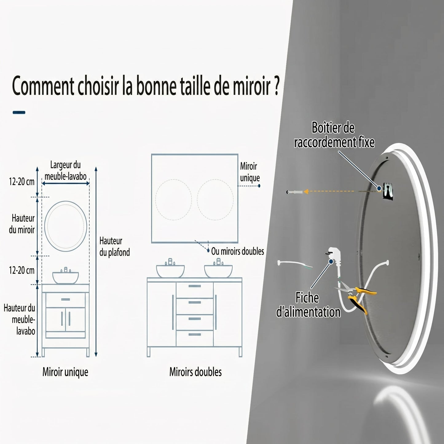 Lumivara – Miroir LED Rond Salle de Bain