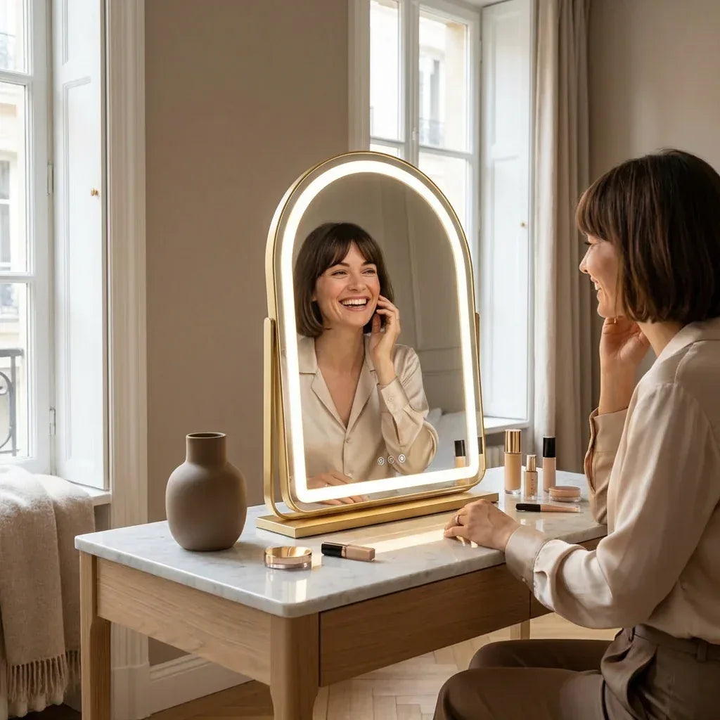 ArcLume - Miroir Arqué LED pour Studio Professionnel