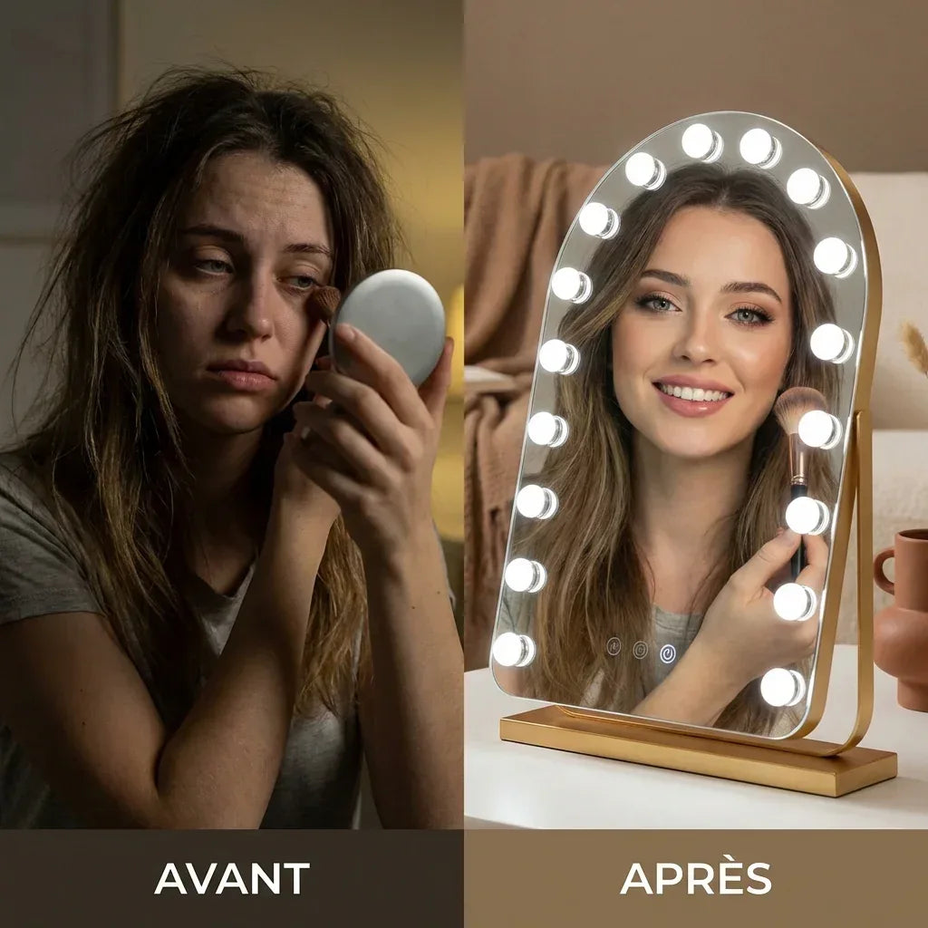 LumiArc Miroir LED Doré